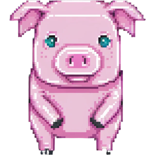 Minecraft pig, full body, pink blocky animal with square head and square body emoji