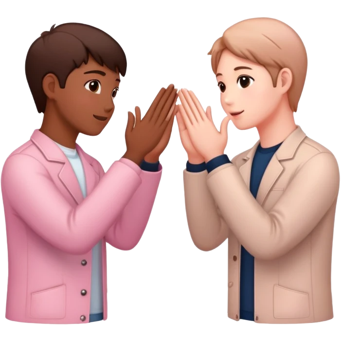 two friends reaching hands to each other surrounded by cherry blossoms emoji