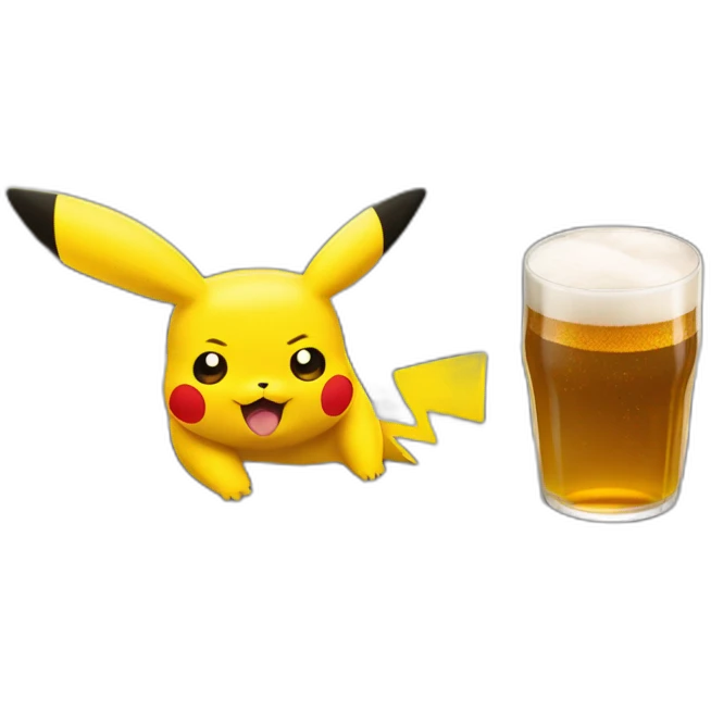 Pikachu en train de boire une bière  emoji