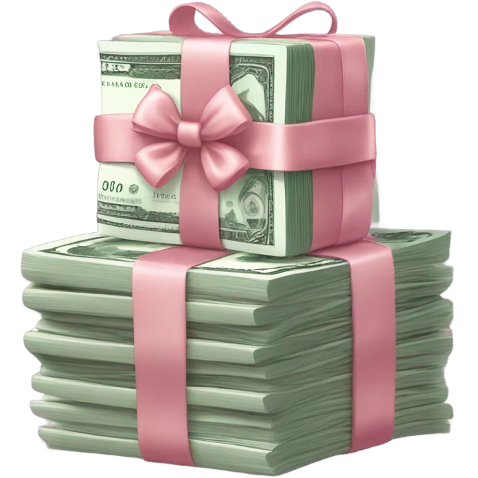 money stack with pink bow around  emoji