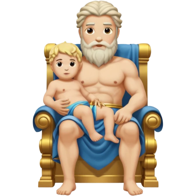 zeus with toddler sitting on thigh emoji