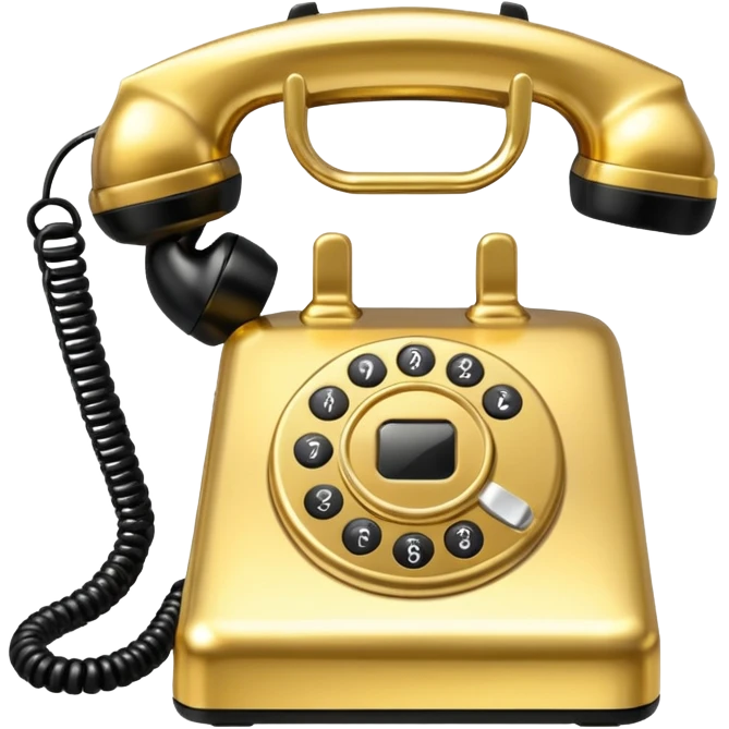 One single shiny Gold and black phone icon, png, no background, no border emoji