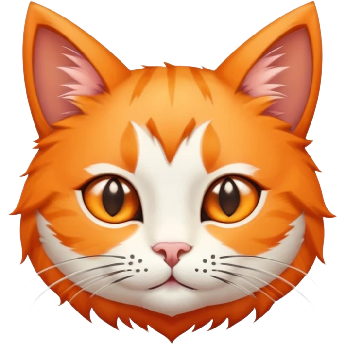 round planet with orange cat fur texture, cute pointy cat ears, and adorable cat face with whiskers emoji