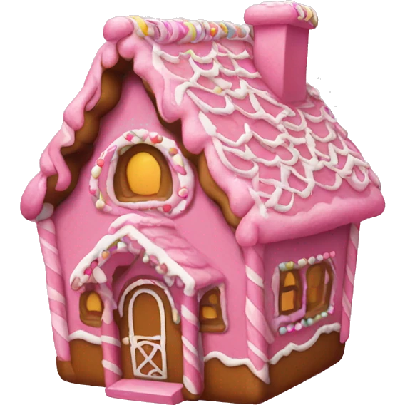 Pink gingerbread house emoji