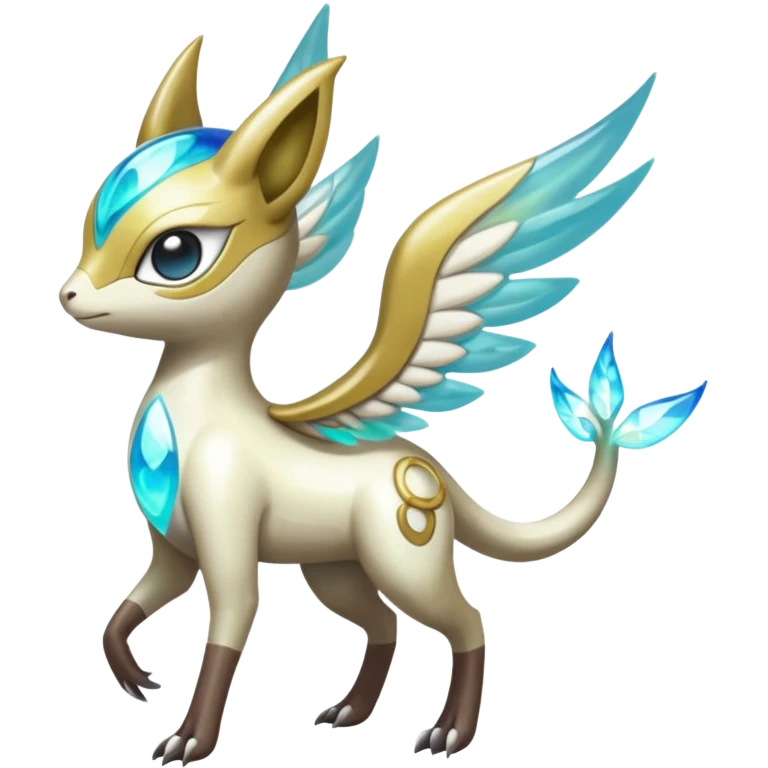 Angelic Divine Iridescent Bioluminescent Translucent Luminescent Diaphanous Shiny Colorful Meloetta-Latias-Koraidon-Peppercat-Wargreymon-Protogen-Fakémon-fusion-hybrid-creature emoji