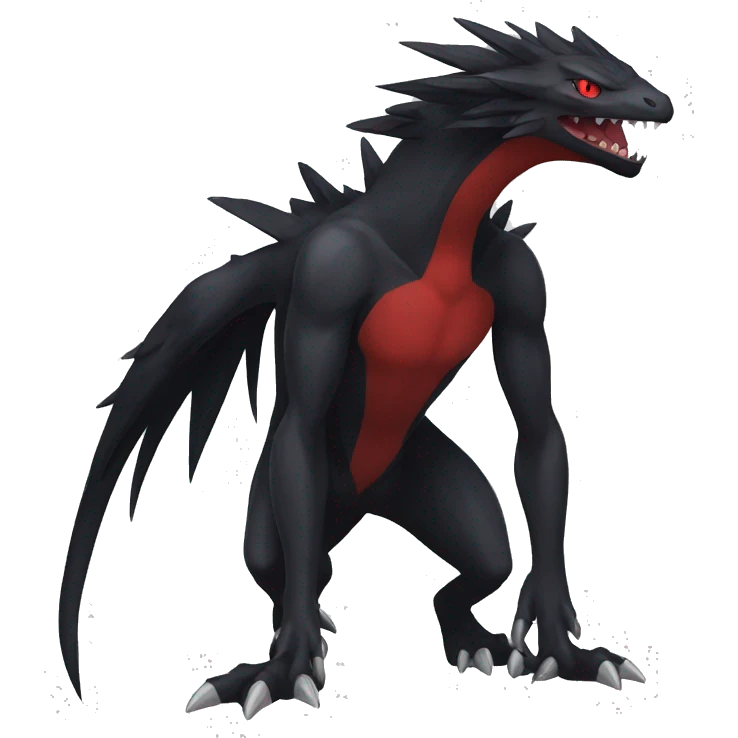 cool edgy black and red Dark-type nargacuga Pokémon full body emoji
