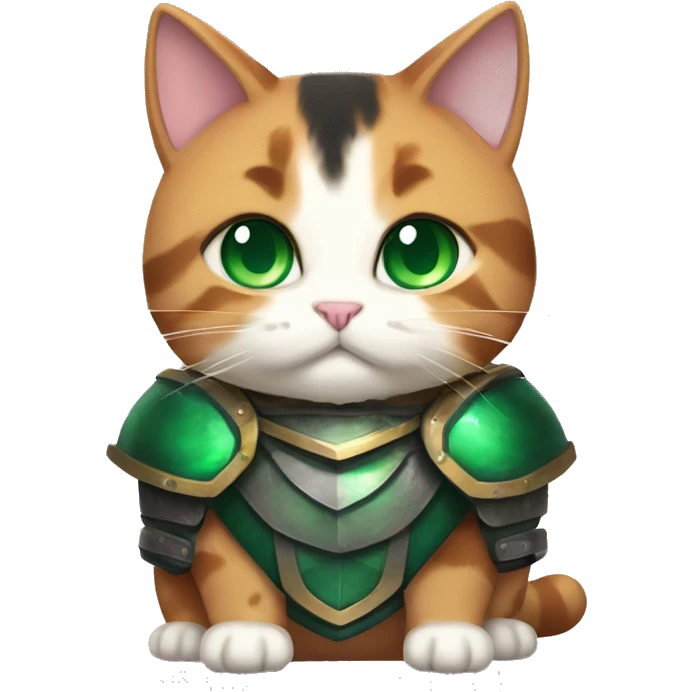 Fat calico cat with emerald armor  emoji