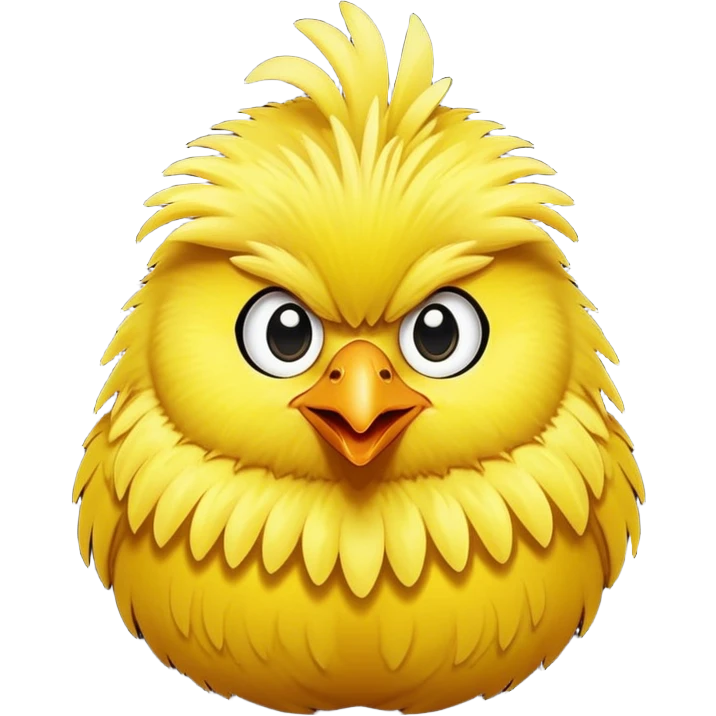 Fluffy Yellow chicken with big miss placed eyes emoji