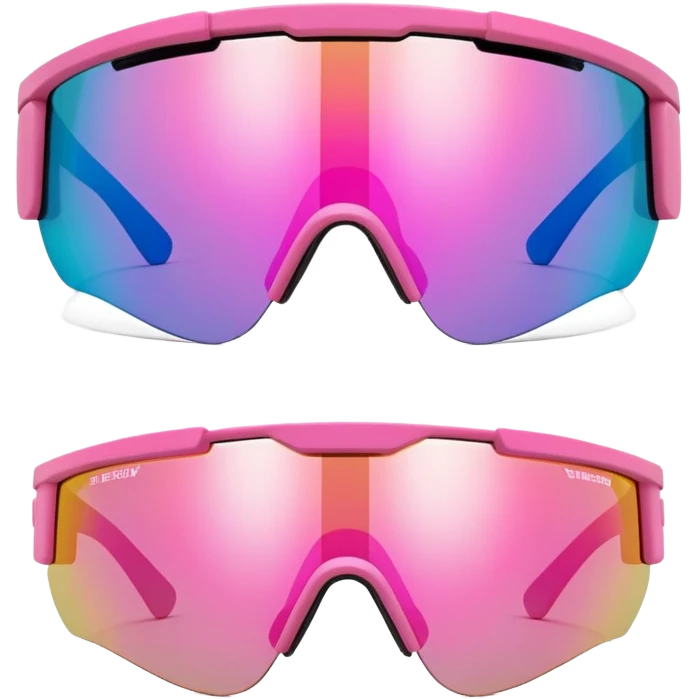 ultra thick sporty pink shield visor sunglasses with maximum robust frame, industrial strength build, extremely bulky design, one-piece lens emoji