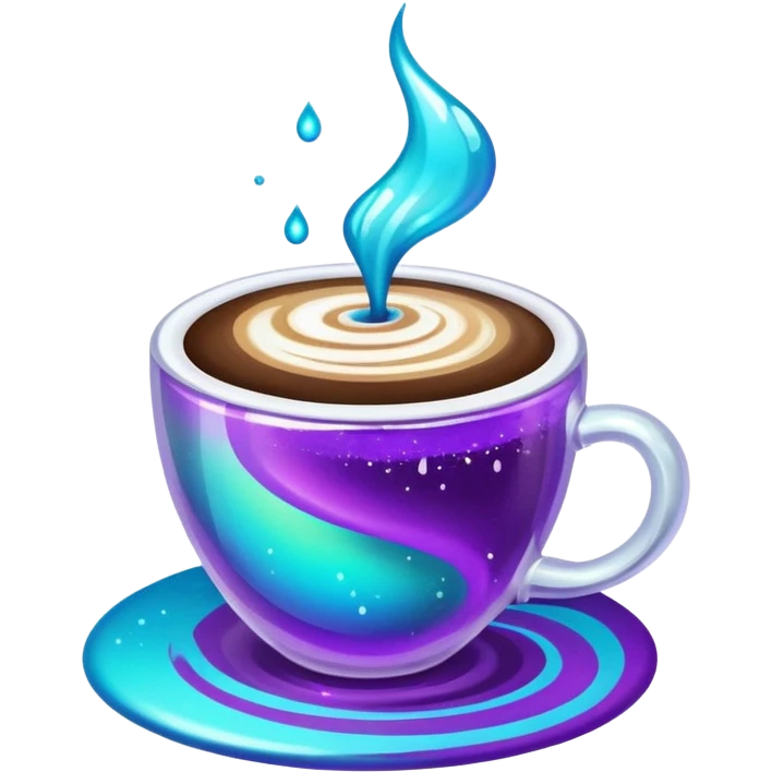 glitter cian and purple coffee
 emoji