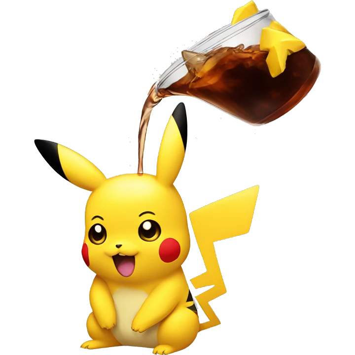 Pikachu drinking a bear emoji