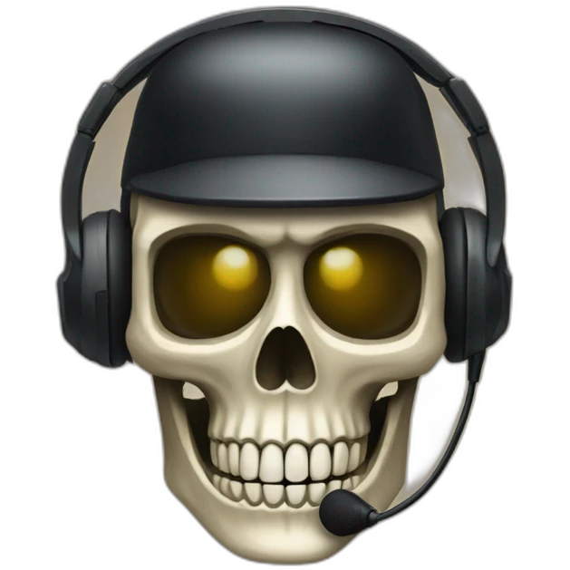 Military Skeleton mask with a long black mask underneath it and headset with a microphone emoji