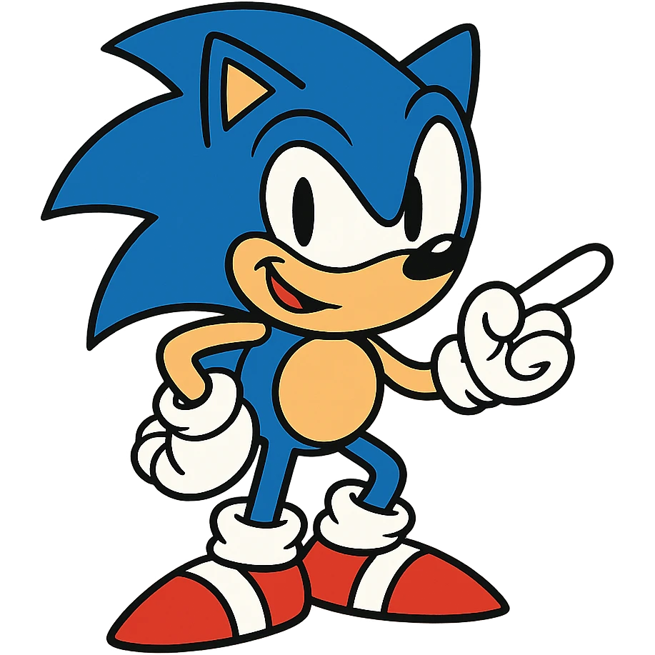 Sonic the Hedgehog with a mischievous expression, vibrant cartoon style emoji