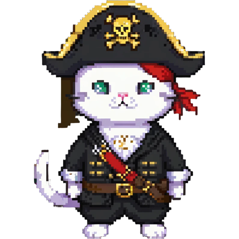 Skibidi cat dressed as a pirate in a Vietnam War setting emoji