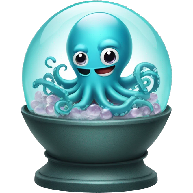 Happy octopus surgeon on top of a crystal ball emoji