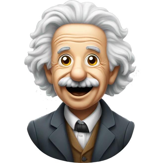 albert einstein with wawing hand and is happy emoji