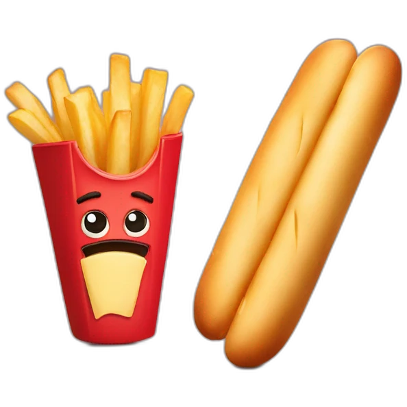 a french fry and a baguette duelling emoji