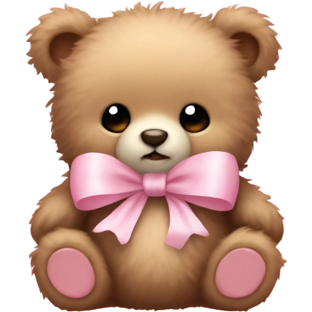 Fuzzy baby bear with light pink bow emoji