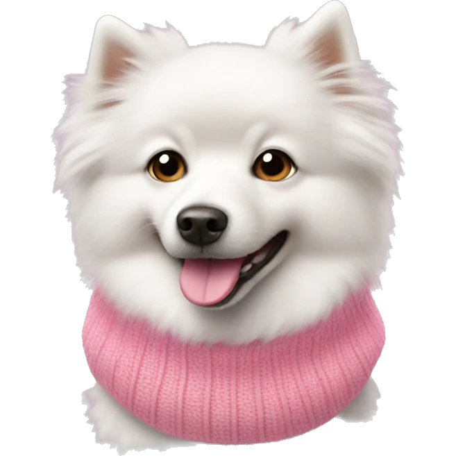 white spitz wearing pink sweater  emoji