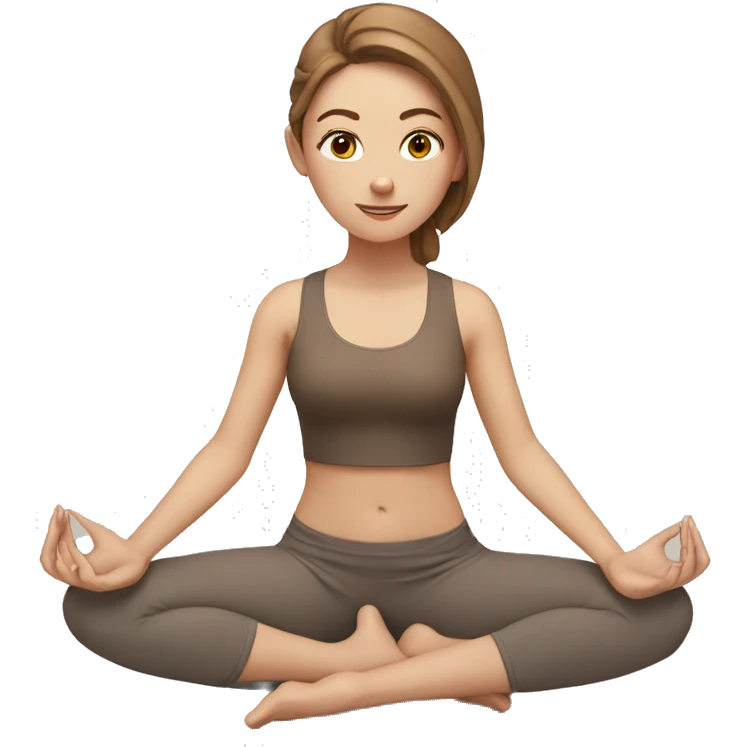 White girl with brown hair doing yoga emoji
