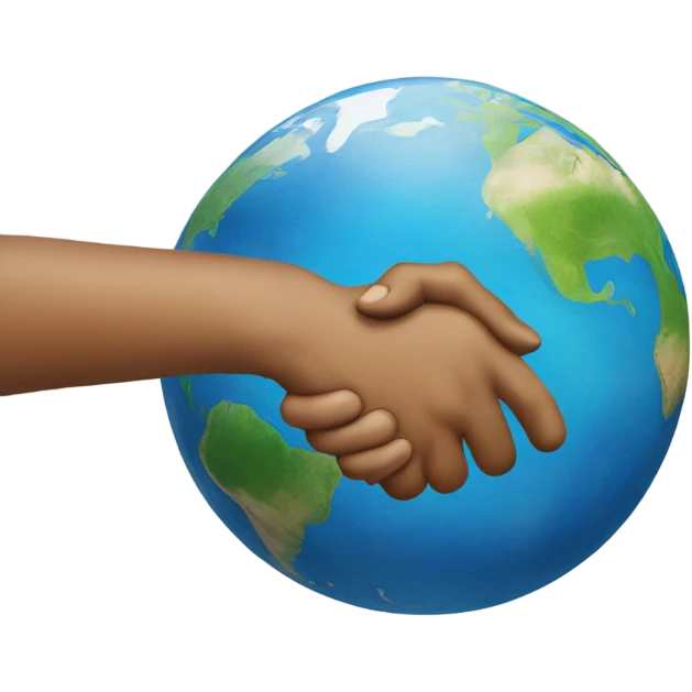 earth and in front of it hand shake emoji