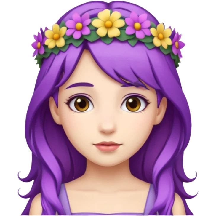 Princesses with Flower Crown in Purple Hair emoji