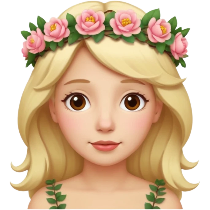woman blonde old with flower crown emoji