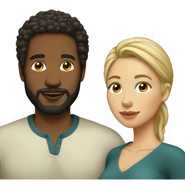 Couple black man with beard and very light skinned woman emoji