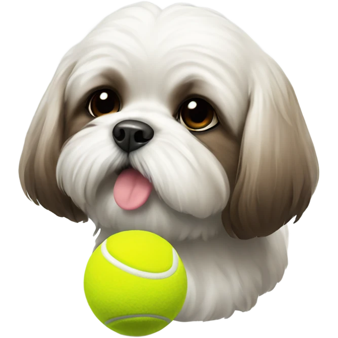 Shihzu with a tennis ball  emoji
