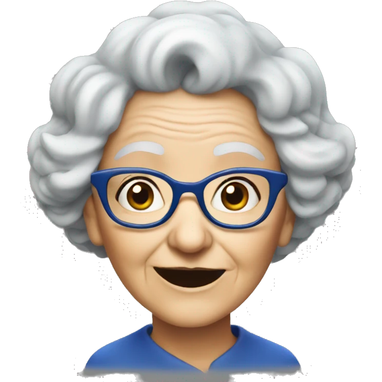 smart granny witch with glasses and blue hat  emoji
