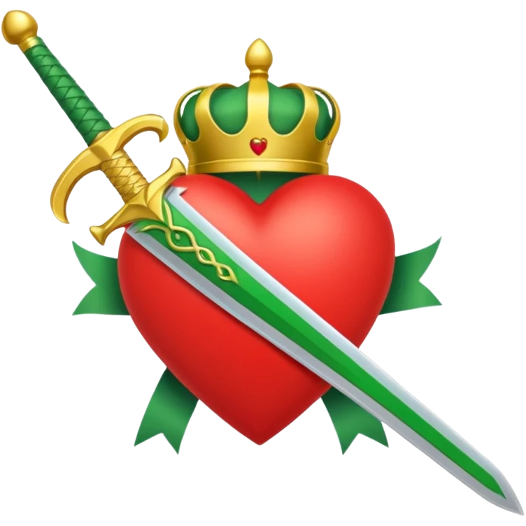 a red heart pierced by a green sword, with the golden text 'MODS' on a white ribbon emoji