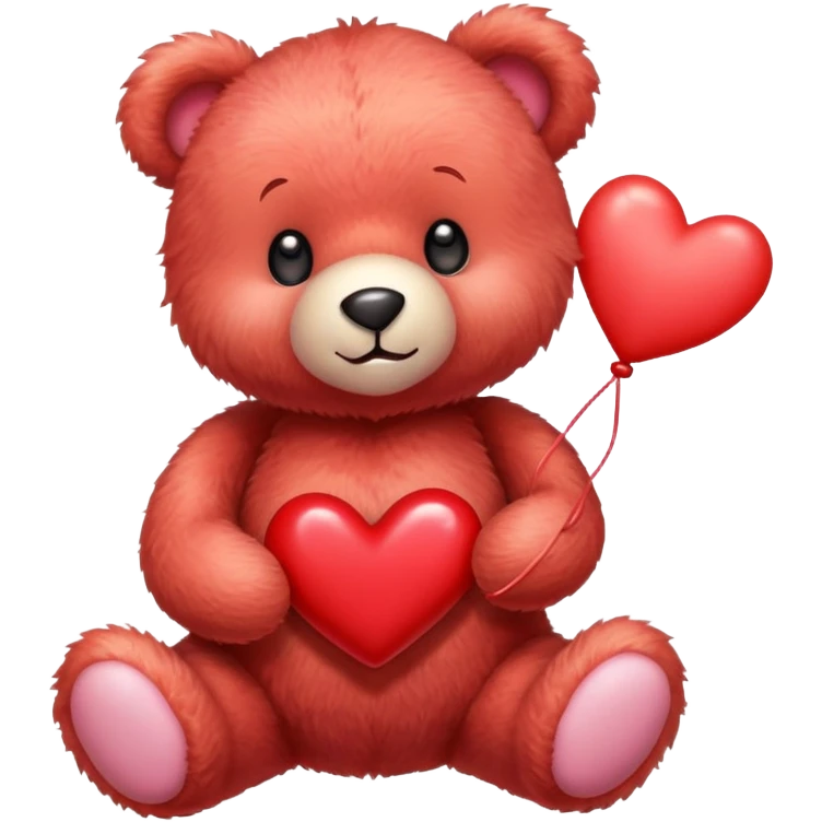 light red cute teddy bear sending hearts and love emoji
