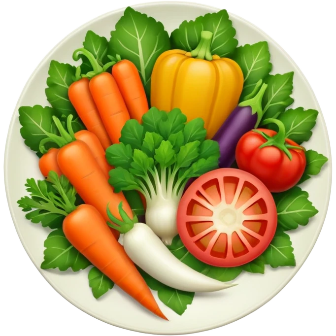 plate with vegetables and leaves emoji