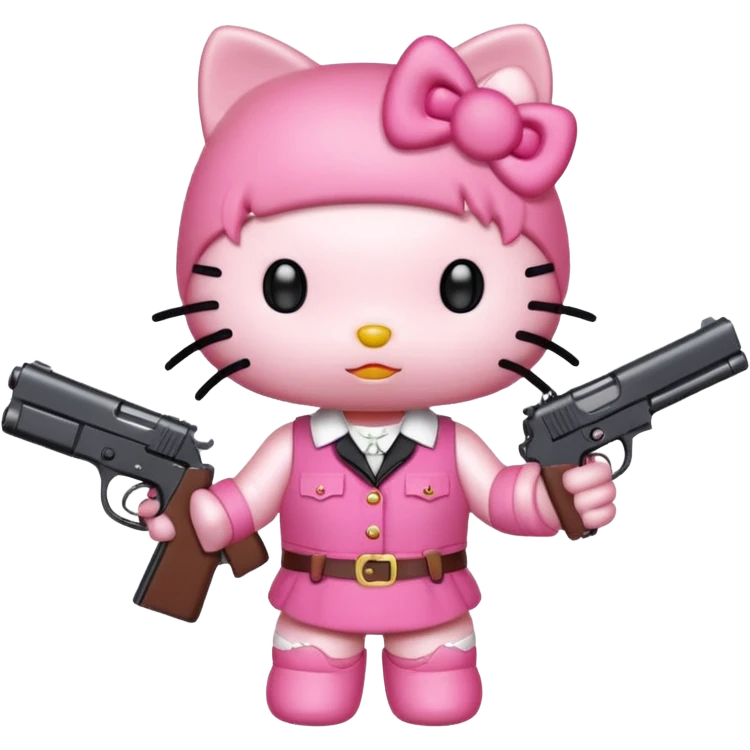 Hello kitty holding a gun emoji