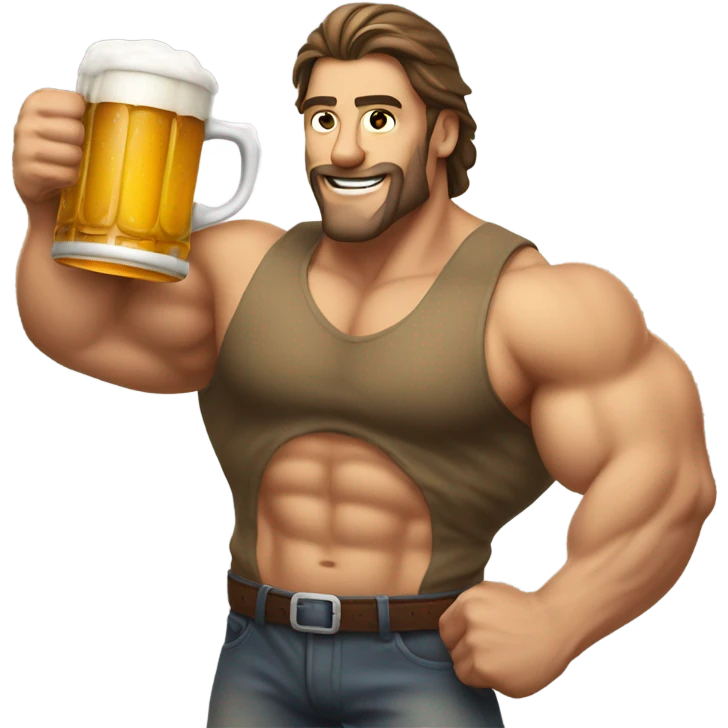 Bodybuilder drinking beer emoji