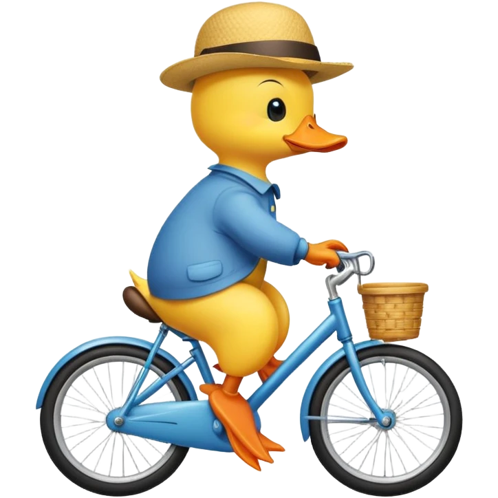 Cute yellow duck riding a bike emoji