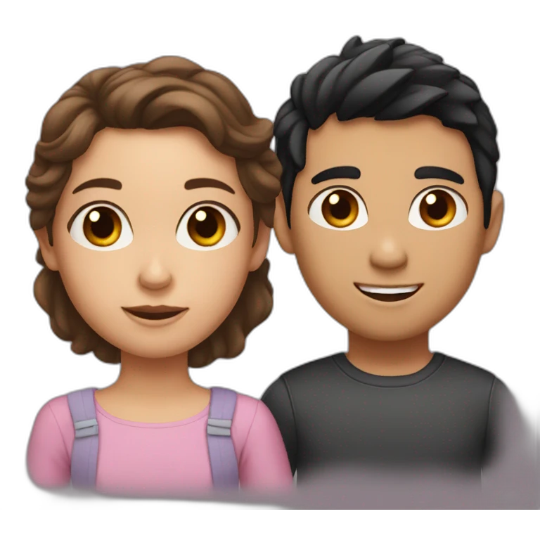 Mom of a little girl with brown hair and a boy with black hair  emoji