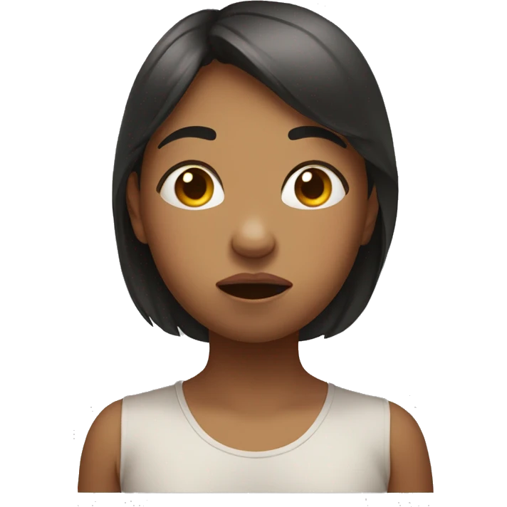 Girl holding her breath, mouths closed, with her big cheeks full. emoji