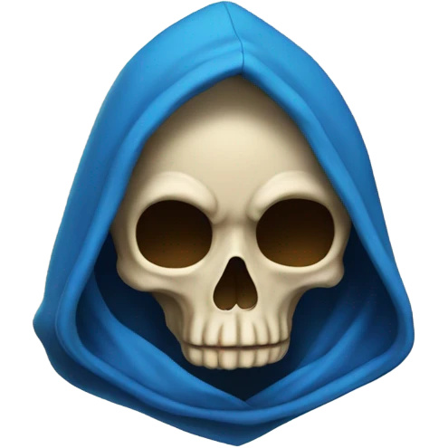 skull wearing blue hood and cloak emoji