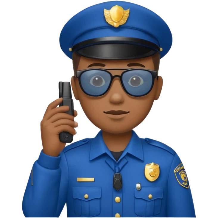 school security, blue cloth, sun glasses, holding walkie-talkie emoji