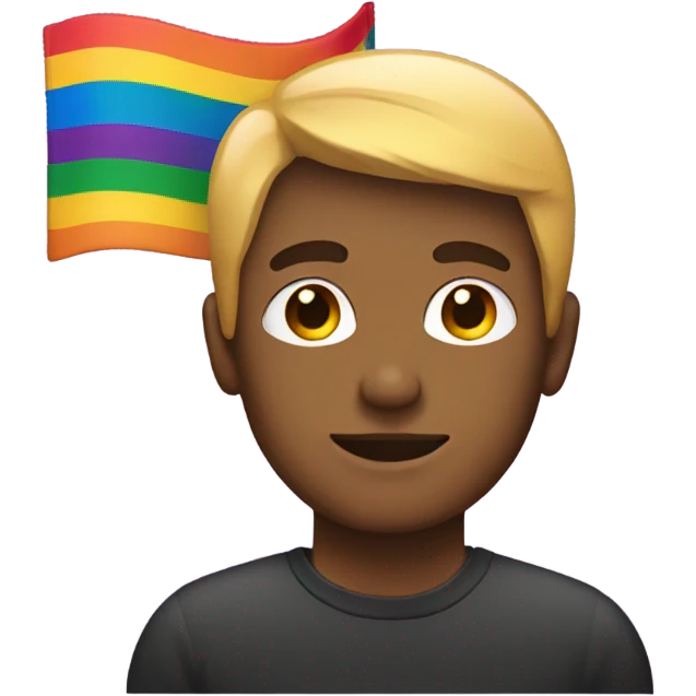 Man wearing a pride flag emoji