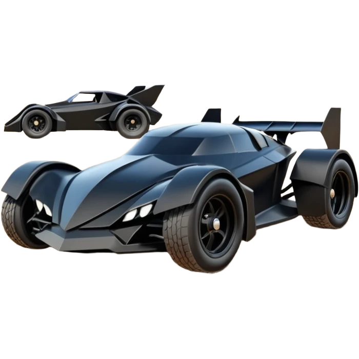  the animated series aerodynamic futuristic Venom Batmobile loosely based on 1936 school bus (flat long straight faceted mechanical body) stealthy town hot rod desert dirt racing rwd buggy  emoji