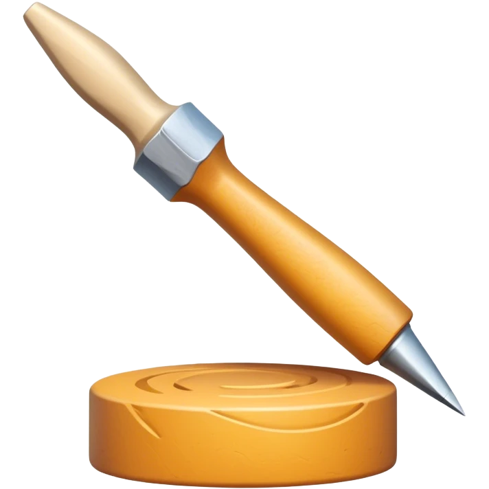 icon for Sculpting with sculpting tools, unfinished sculpture on a textured surface, minimalistic style, clean lines, transparent background. emoji