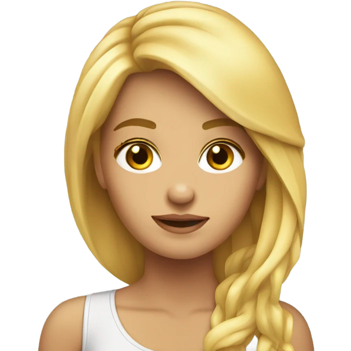Chica rubia de cabello largo de frente iphone emoji