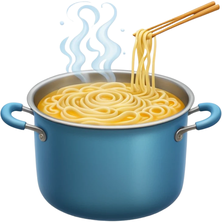 Noodles cooking in a pot of boiling water emoji