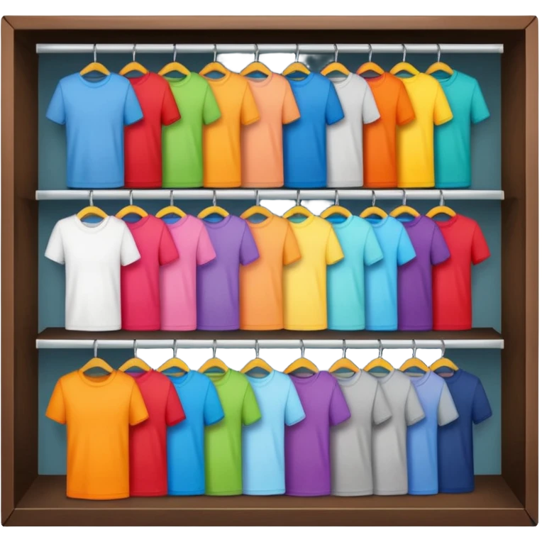 A closet with T-shirts in different colors. emoji