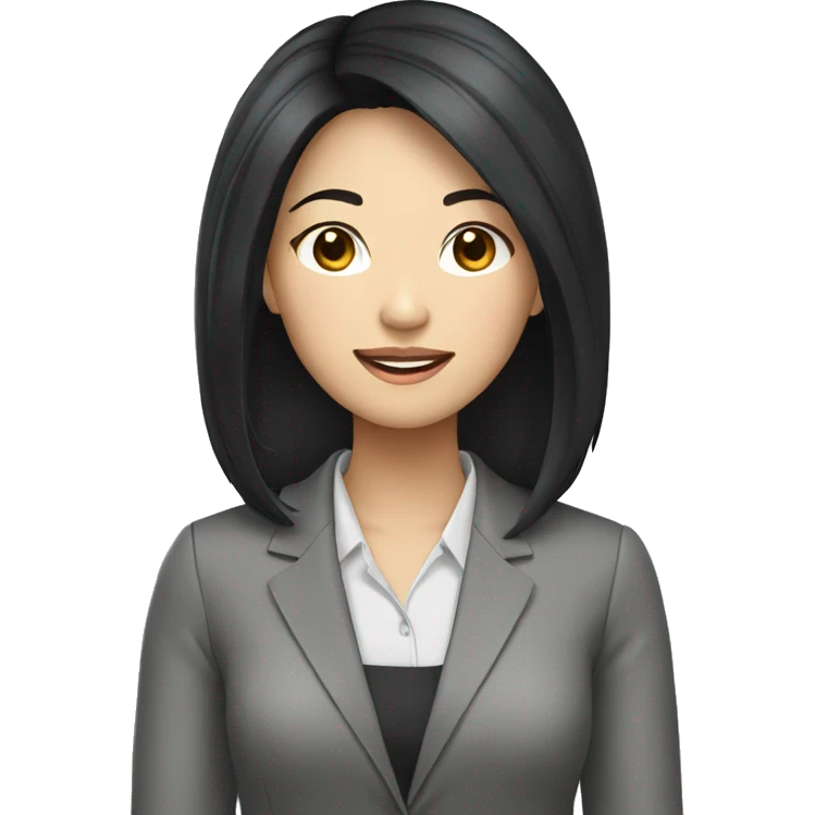 young asian woman office worker with black hair emoji