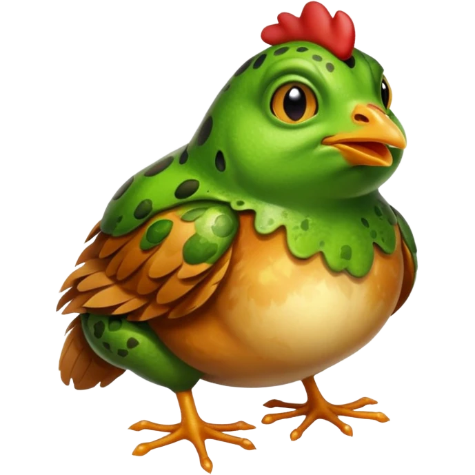 Chicken mixed with frog emoji