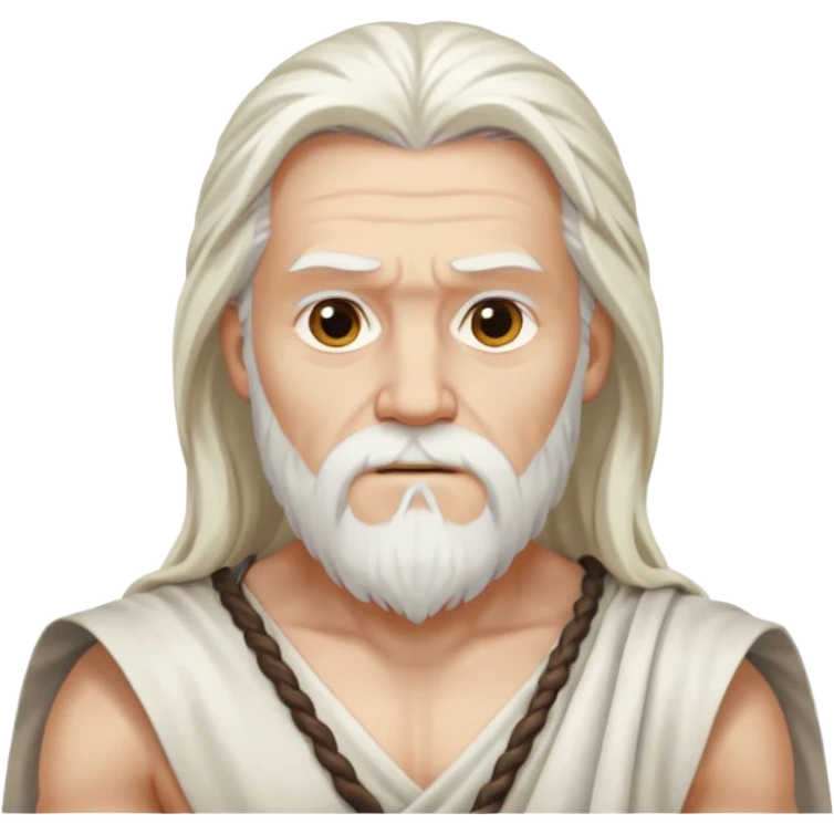 Odin with long white hair, long white loincloth emoji