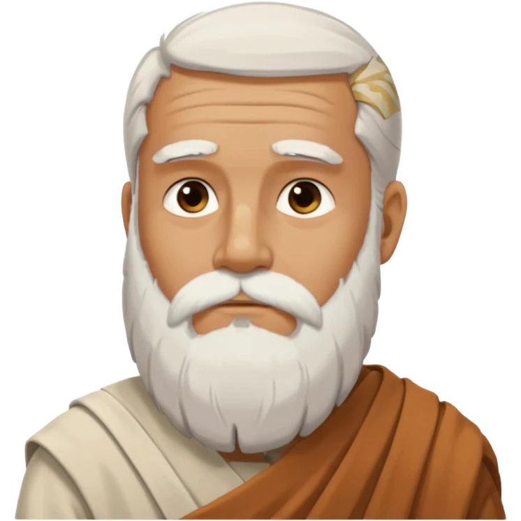 An emoji portrait of an ancient Greek philosopher. He has a flowing white beard and wears a simple chiton. His expression is thoughtful and profound. emoji